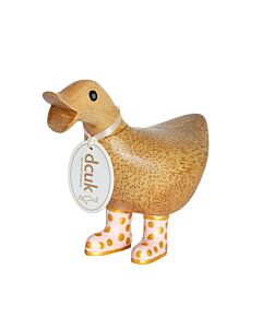 DCUK Natural Finish Ducky with Pastal and Gold Spotty Welly Boots-Pink